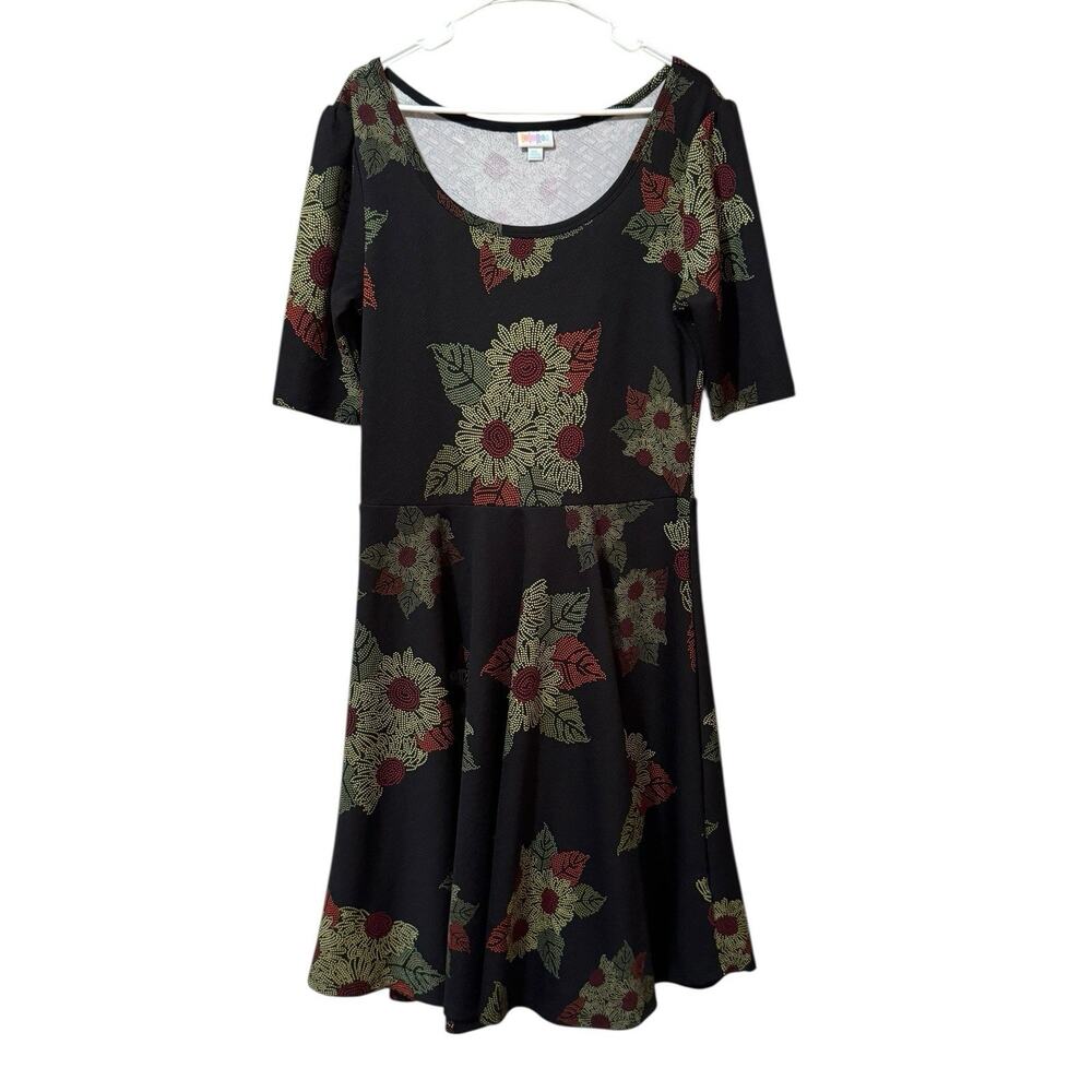 Lularoe Floral Women Size 2XL Midi Scoop Neck 3/4 Sleeve Cottagecore‎ Peasant